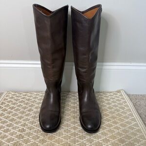 FRYE | Melissa Button Tall Leather Boots Dark Brown Size 8